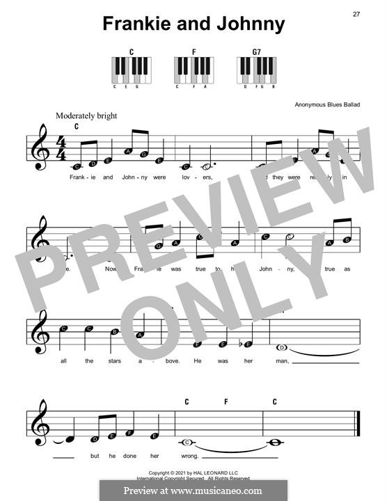 Frankie and Johnny: For easy piano by folklore