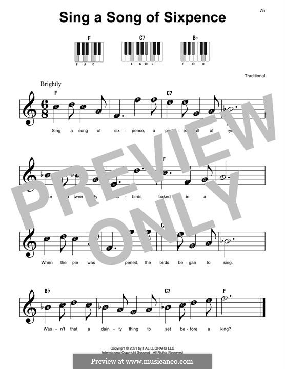 Sing a Song of Sixpence: For easy piano by folklore