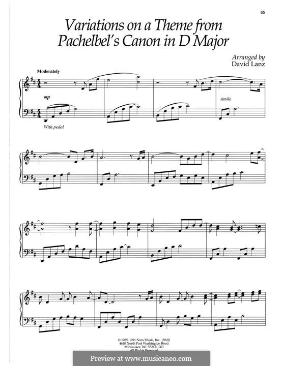 Variations On A Theme From Pachelbel's Canon In D Major: Variations On A Theme From Pachelbel's Canon In D Major by David Lanz