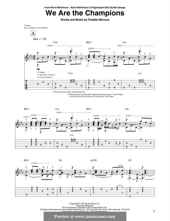 We are the Champions (Queen): For guitar with tab by Freddie Mercury