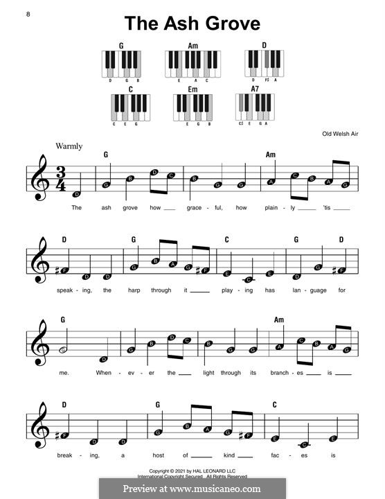 The Ash Grove (printable scores): For piano by folklore