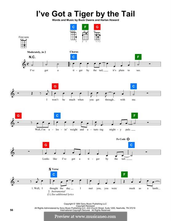 I've Got a Tiger By the Tail (Buck Owens): For ukulele by Harlan Howard