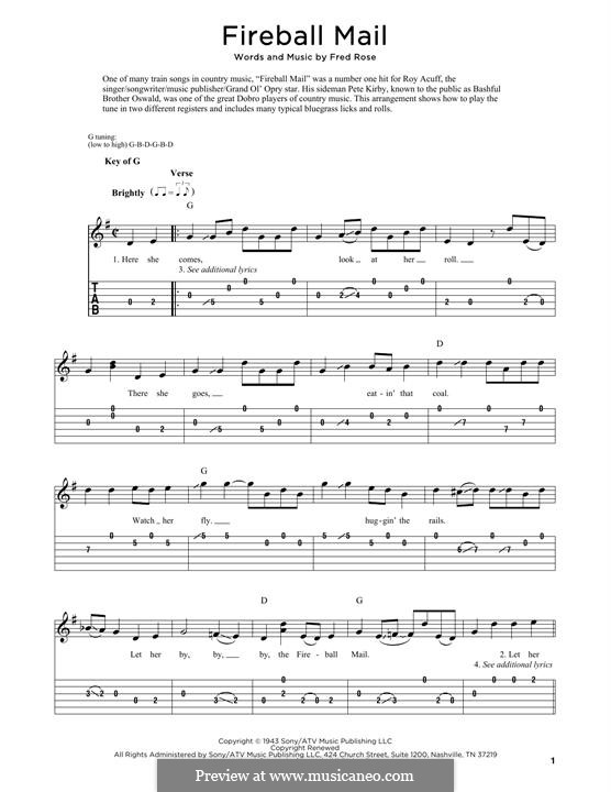 Fireball Mail (Earl Scruggs): For ukulele by Fred Rose