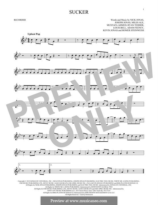 Vocal-instrumental version: For recorder by Joseph Jonas, Kevin Jonas Sr., Nicholas Jonas, Ryan B Tedder, Louis Bell, Frank Dukes