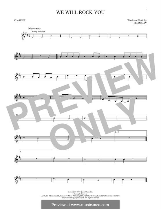 We Will Rock You (Queen): For clarinet by Brian May