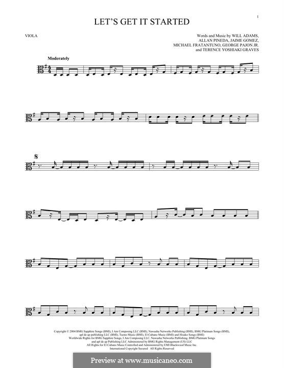 Let's Get It Started (The Black Eyed Peas): For viola by apl.de.ap, George Pajon Jr., Jaime Gomez, Michael Fratantuno, Terence Yoshiaki, will.i.am