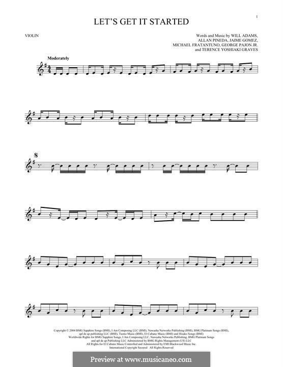 Let's Get It Started (The Black Eyed Peas): For violin by apl.de.ap, George Pajon Jr., Jaime Gomez, Michael Fratantuno, Terence Yoshiaki, will.i.am