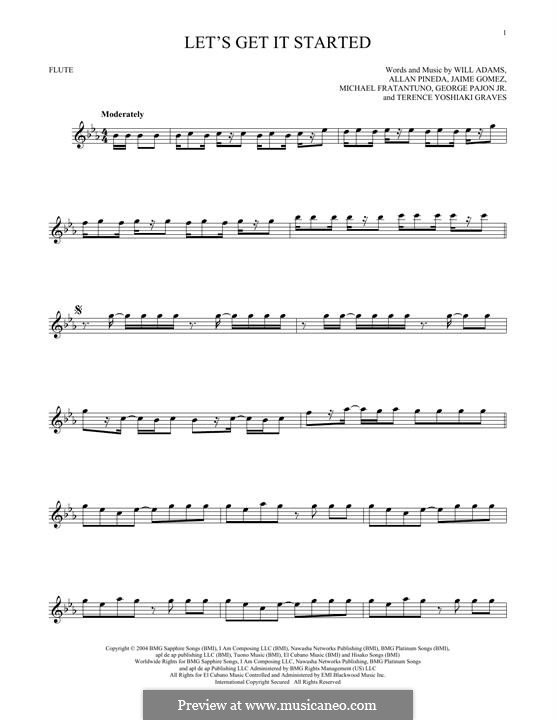 Let's Get It Started (The Black Eyed Peas): For flute by apl.de.ap, George Pajon Jr., Jaime Gomez, Michael Fratantuno, Terence Yoshiaki, will.i.am