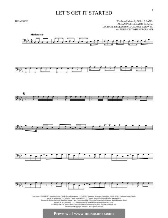 Let's Get It Started (The Black Eyed Peas): For trombone by apl.de.ap, George Pajon Jr., Jaime Gomez, Michael Fratantuno, Terence Yoshiaki, will.i.am