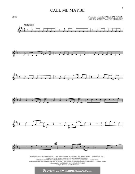 Call Me Maybe: For oboe by Carly Rae Jepsen, Joshua Ramsay, Tavish Crowe
