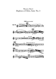 Daphnis et Chloé. Suite No.1, M.57a: French horns parts (Alternate parts to substitute for choir) by Maurice Ravel