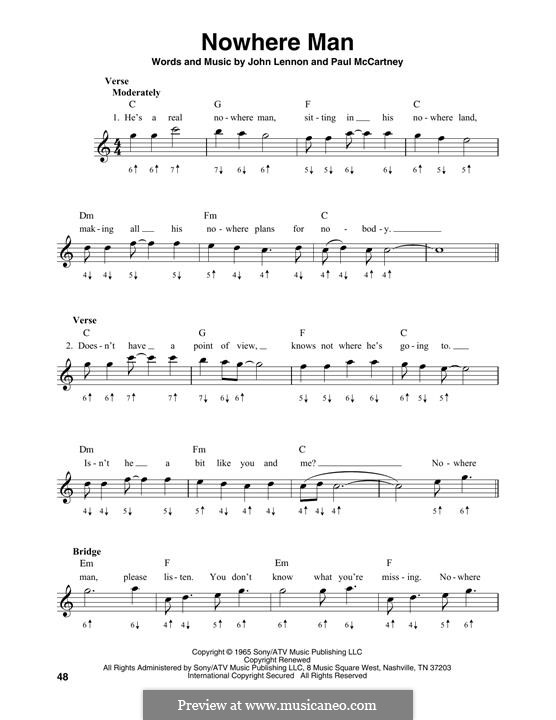 Nowhere Man (The Beatles): For harmonica by John Lennon, Paul McCartney