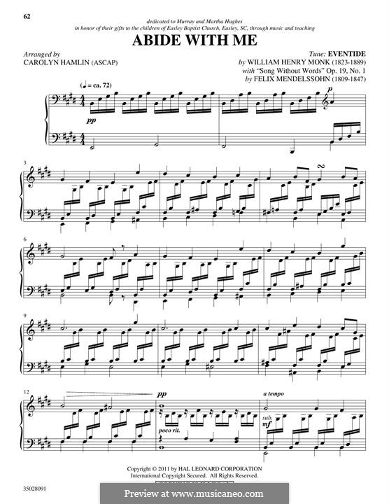 Abide With Me (with 'Song Without Words'): Abide With Me (with 'Song Without Words') by Felix Mendelssohn-Bartholdy, William Henry Monk