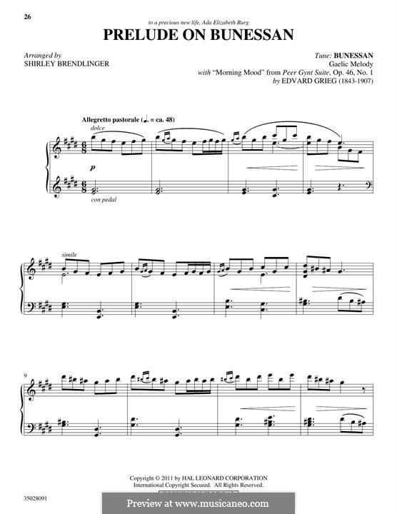 Prelude On BUNESSAN (with 'Morning Mood'): Prelude On BUNESSAN (with 'Morning Mood') by Edvard Grieg, folklore