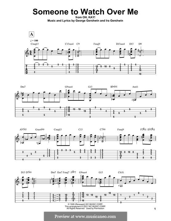 Someone To Watch Over Me (from Oh, Kay!): For guitar with tab by George Gershwin