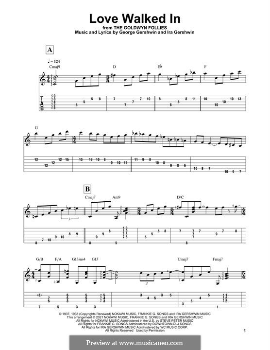 Love Walked In (from The Goldwyn Follies): For guitar with tab by George Gershwin