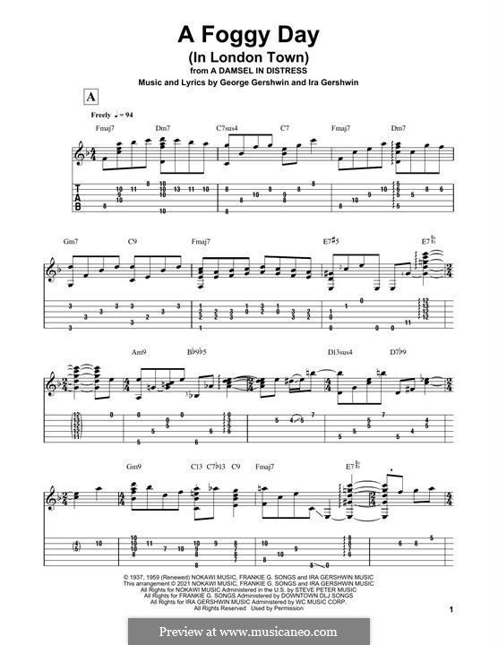 A Foggy Day (In London Town): For guitar with tab by George Gershwin