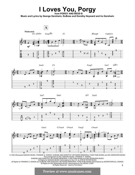 I Loves You, Porgy: For guitar with tab by George Gershwin