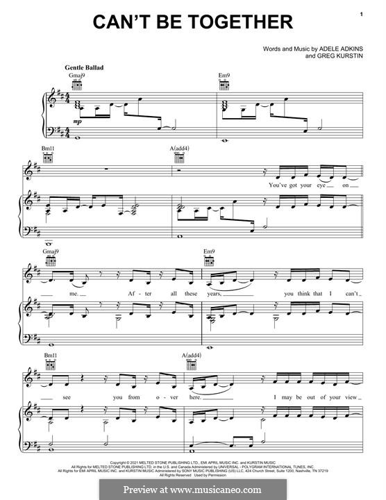 Can't Be Together (Adele): Can't Be Together (Adele) by Greg Kurstin