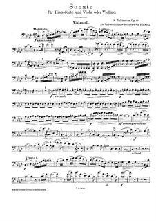 Sonata for Viola (or Cello) and Piano in F Minor, Op.49: Cello part by Anton Rubinstein