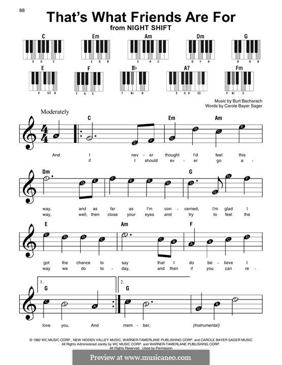 That's What Friends are for: For easy piano by Burt Bacharach, Carole Bayer Sager