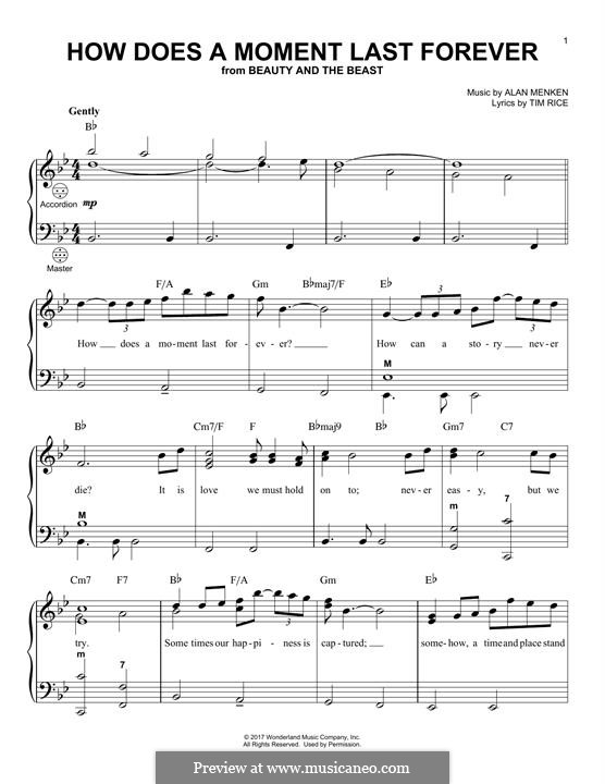 How Does a Moment Last Forever (Celine Dion): For accordion by Alan Menken
