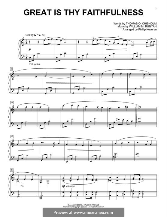 Great Is Thy Faithfulness: For piano by William Marion Runyan