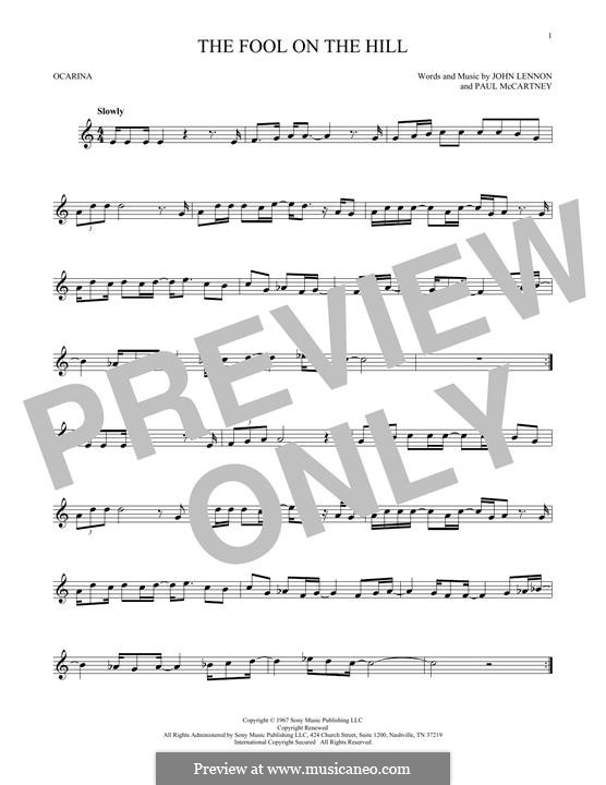 The Fool on the Hill (The Beatles): For flute by John Lennon, Paul McCartney