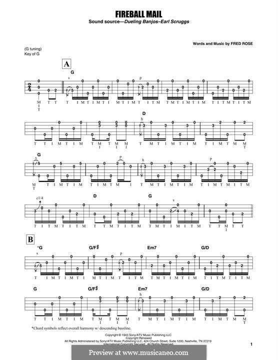 Fireball Mail (Earl Scruggs): For banjo by Fred Rose