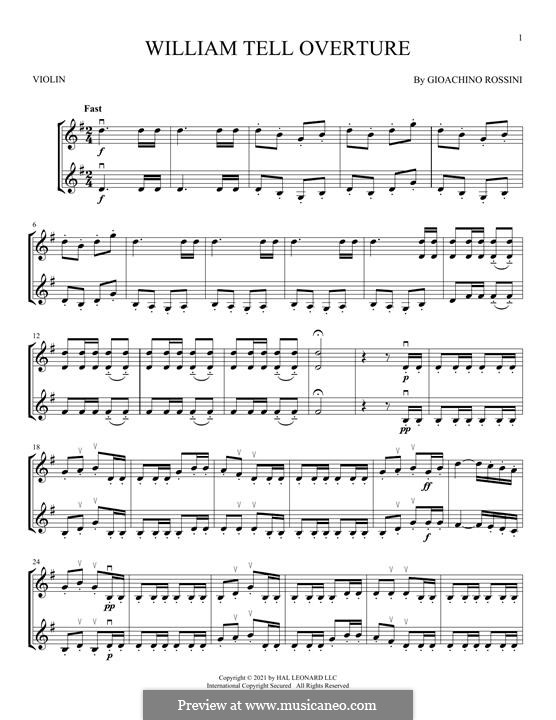 Overture (Printable Scores): For two violins by Gioacchino Rossini