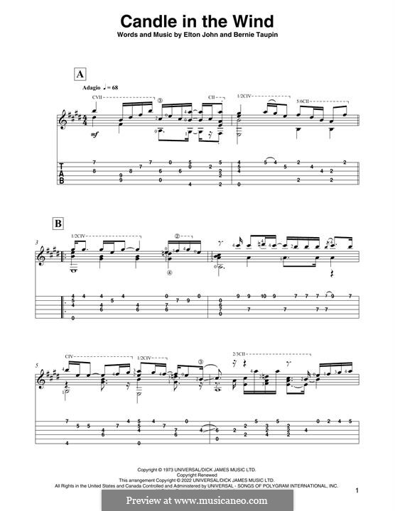 Candle in the Wind: For guitar with tab by Elton John