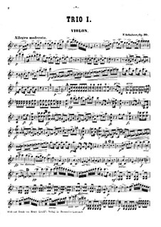 Piano Trio No.1 in B Flat Major, D.898 Op.99: Violin part by Franz Schubert