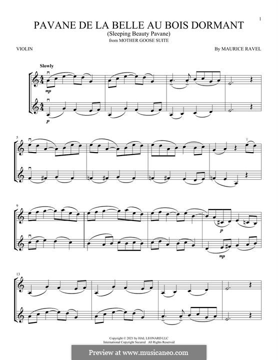 Pavane pour une infante défunte (Pavane for a Dead Princess), M.19: For two violins by Maurice Ravel