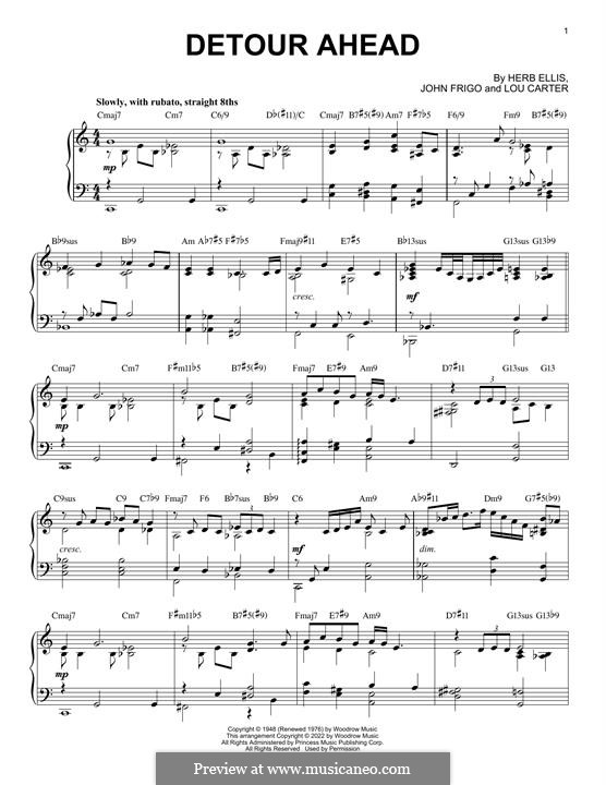 Detour Ahead: For piano (jazz version) by Herb Ellis, John Frigo, Lou Carter