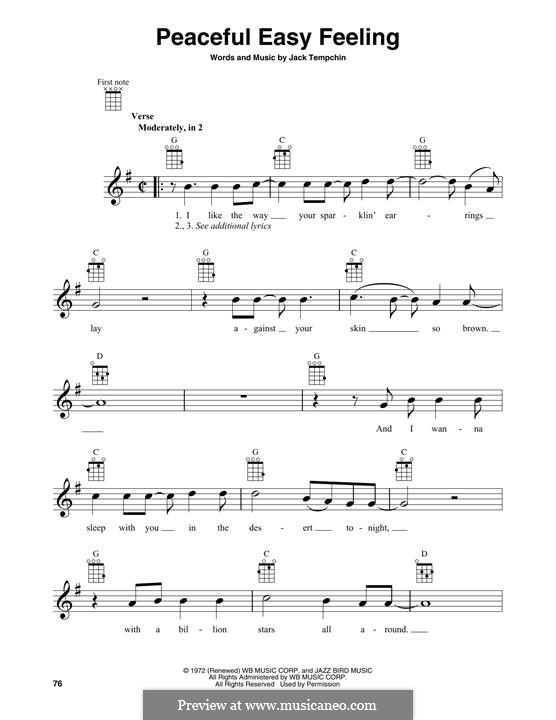 Peaceful Easy Feeling (The Eagles): For ukulele by Jack Tempchin