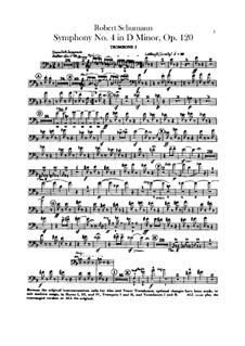 Symphony No.4 in D Minor, Op.120: Trombones parts by Robert Schumann