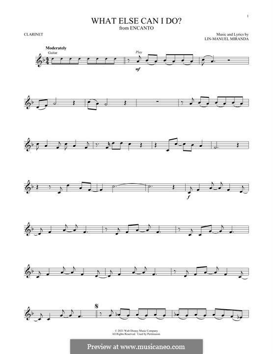 What Else Can I Do? (from Encanto): For clarinet by Lin-Manuel Miranda