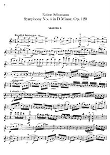 Symphony No.4 in D Minor, Op.120: Violin I part by Robert Schumann