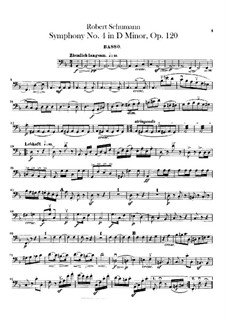 Symphony No.4 in D Minor, Op.120: Double bass part by Robert Schumann