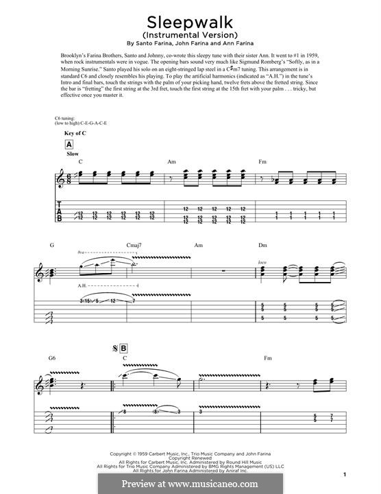 Sleepwalk (Santo & Johnny): For dobro by Ann Farina, John Farina, Santo Farina