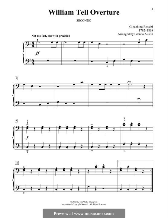 Overture (Printable Scores): For piano four hands by Gioacchino Rossini