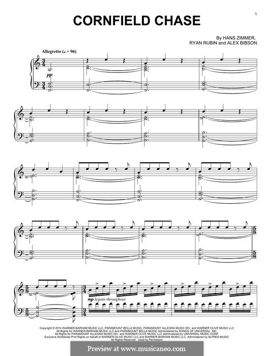 Cornfield chase from interstellar by h zimmer sheet music on musicaneo