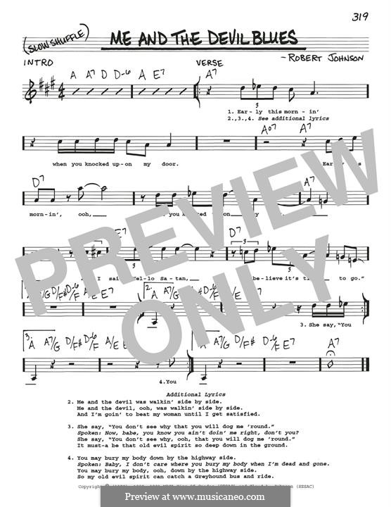 Me and the Devil Blues (Eric Clapton): Melody line by Robert Leroy Johnson