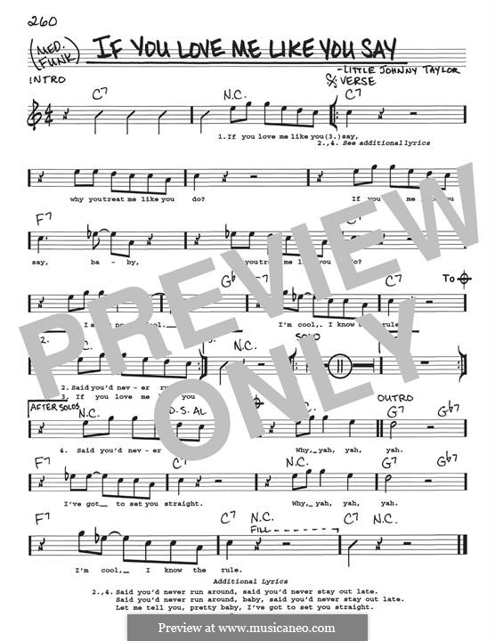 If You Love Me Like You Say: Melody line by Little Johnny Taylor