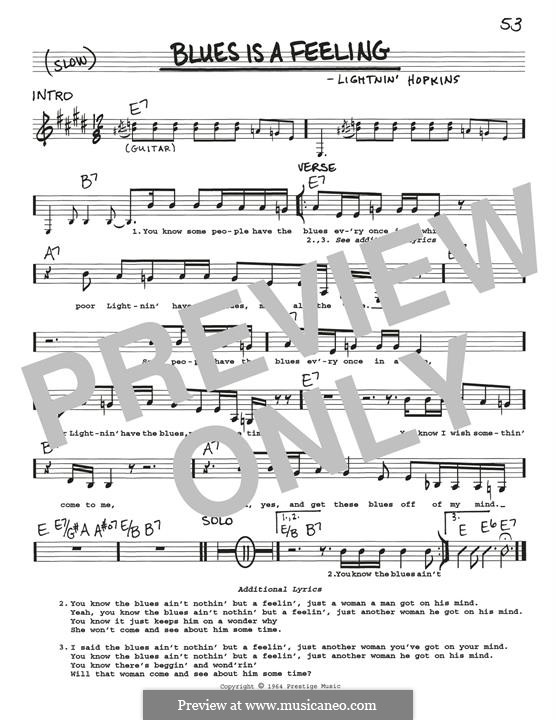 Blues Is A Feeling (Lightnin' Hopkins): Blues Is A Feeling (Lightnin' Hopkins) by Sam Hopkins