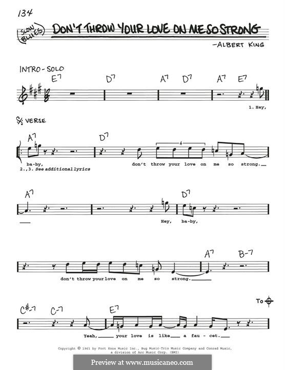 Don't Throw Your Love on Me So Strong: Melody line by Albert King