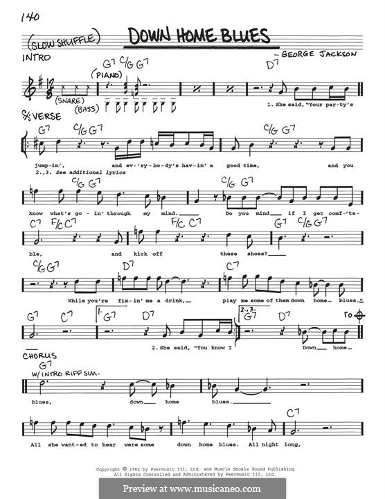 Down Home Blues (Z.Z. Hill): Melody line by George E. Jackson