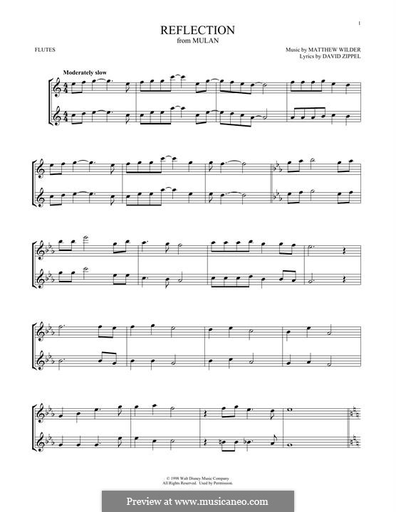 Reflection (from Disney's Mulan): For two flutes by Matthew Wilder