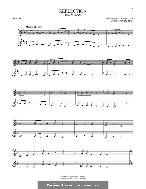 Reflection (from Disney's Mulan): For two violins by Matthew Wilder