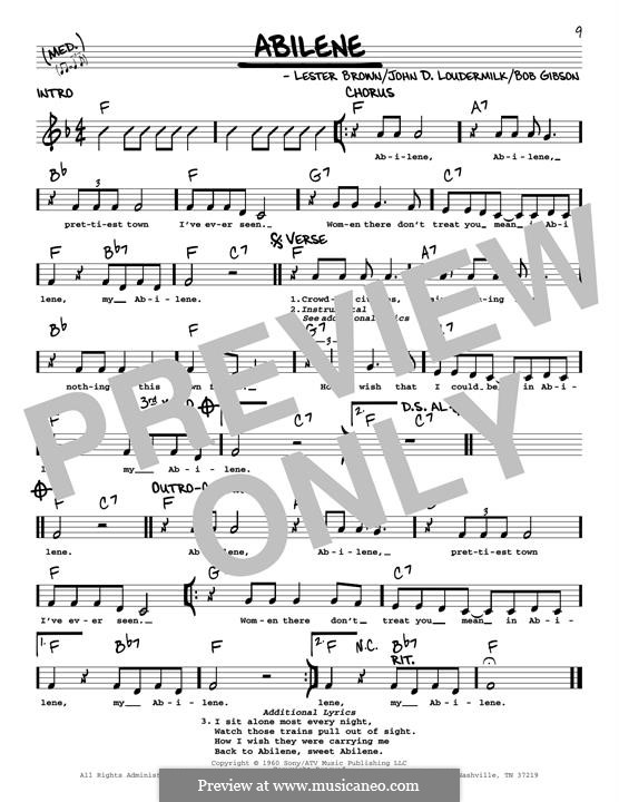 Abilene (George Hamilton IV): Melody line by John D. Loudermilk, Bob Gibson, Lester Brown